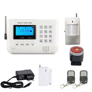 Kits LCD Display 433MHz trådlöst larmsystem SMS GSM PSTN Dual Network Home Security PIR Motion Sensor Door Open Detector Smoke