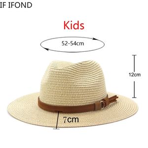 Piccoli cappelli per bambini da 52-54 cm per ragazzi Girls Summer Sun Protection Beach Pagning Cappletti per le vacanze all'aperto Panama Jazz Cappello Sombreros de Mujer 240401