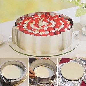 Bakningsformar 2024 Original Infällbart rostfritt stål Cirkelmous Ringverktyg Set Cake Mögelformad storlek Justerbar baksida 16-30 cm