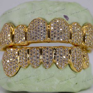 Hip hop luxury moissanite ice diamond grillz teeth sterling silver bling iced out grills mens grillz for teeth