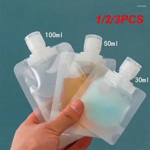 Garrafas de armazenamento 1/2/3pcs loção portátil dispensador de viagem líquido shampoo de shampoo líquido Mini transparente recarregável Stand up selado