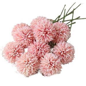 Dekorativa blommor XD-Artificial Chrysanthemum Ball Bouquet 10st närvarande för viktiga människor Glorious Moral