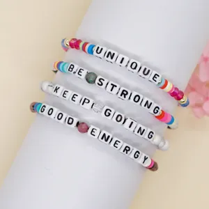 Strand Go2boho Little Words Positive Energy Alphanumeric Intercrystal Semi-precious Stone Couple Handmade Colorful Bracelet