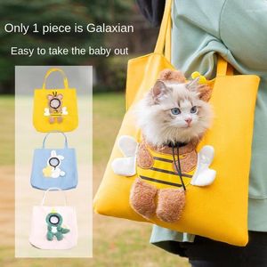 Transportadores de gatos Bolsa de estimação Smith Bee Canvas Expositável ombro portátil ao ar livre Backpack de cachorro