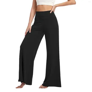 Pantaloni da donna eleganti bagliori solidi donne alla moda in vita alta pantaloni a gamba larga streetwear streetwear chavs outies ladies work work