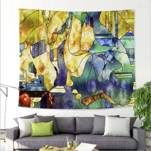 Tapisserier unika akvarell Tapestry av abstrakt konst integrerad med mediekonstnärer för att dekorera ett modernt hem