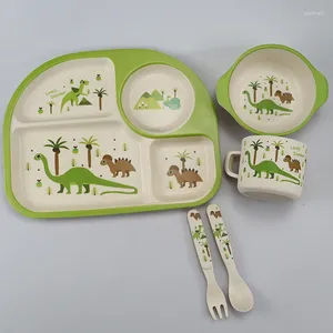 Set di stoviglie cartone animato per bambini set da tavolo set piatto cucchiaio forchetta per bambini che nutrono piatti non slitta