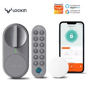 LOCKIN G30 TUYA APP WiFi Akıllı Kapı Kilit Hızlı Anahtarsız Giriş Bluetooth Parmak İzi Tuş Takımı Kilidini Alexa Google ile Uyumlanabilir