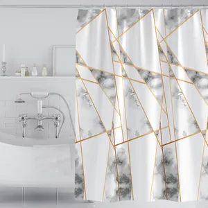Tende per doccia tende in marmo in marmo dorato bagno poliestere impermeabile con accessori per bagno a gancio