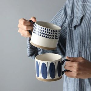 Tassen Nordic Keramic Tasse mit Griff großer Kapazität Retro Schüssel Japanische Milch und Wasser Kaffee Frühstücksgeschenk Haferflocken