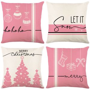 Linen Cushion Cobra Christmas Pink Throw Pillow Capa 18x18 polegadas