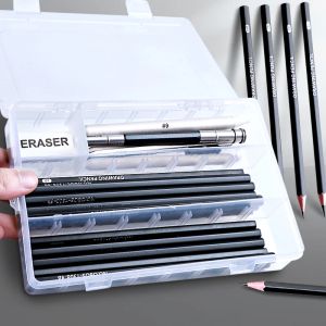 Pencils 27/38/47pcs Drawing Pencils Sketch Box Set Sketching Kit Pro Art Sketch Supplies Charcoals Kneaded Eraser Extender Pencil Case