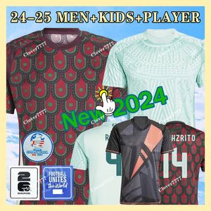 24 25 Mexiko Fußballtrikots Chicharito 2024 2025 Nationalmannschaft Fußball -Hemd Kids Kit Home Away Camisetas Copa America Maillot Mexique 1985 Retro Gimenez Lozano 3xl