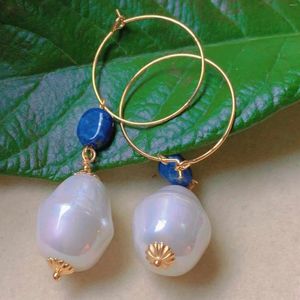 Dangle Earrings Natural Baroque White Pearl Lapis Lazuli Eardrop Gold Diamond Hoop Children Formal Casual Beaded Stud Handmade