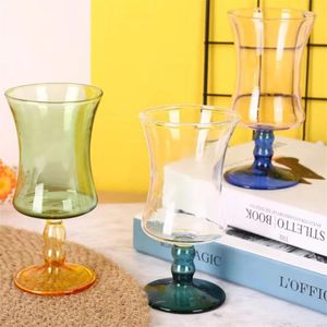 Wine Glasses French Vintage Color-matching Glass Red Goblet Household High Temperature Resistant Simple Art Water Cup