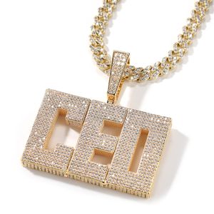 Полный бриллиант итальский лоскут английский на заказ ожерелья на ожерелье Mens Mens Hip Hop Jewelry Siceed Gold Siread Collece Collece