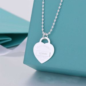 Designer Brand Seiko Edition New Tiffays Heart Shape Ball Chain Necklace for Women CNC Steel Seal Letter Love Pendant Sweater With logo