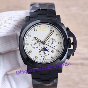 44mm Super Edition Men's Watches Sun Moon Star 9100 Movement Automatic Mechanical Watch 316l Rostfritt stål Natt Glow Deep Waterproof Royal Navy Armtur-2