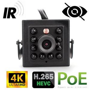 Câmeras de câmeras 4k Ultra HD 8MP IP Câmera Inteiro H.265 Onvif Mini Small CCTV Night Vision IR IR 940NM Poe Security Camera