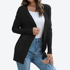 Malha feminina feminino suéter de casaco cardigan casual sólido etono de inverno