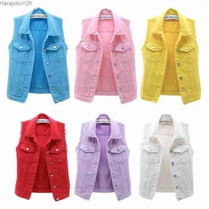 Women's Vests 2024 Style Classic Washed Denim Vest Ladies Sleeveless Solid Color Button Down Jean Jacket Plus Size S-5XL