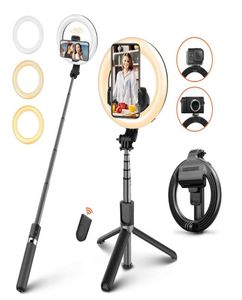 Mkglobal l07 selfie stick med 5 tum led selfie ringljus med stativ stativ vikning stativ selfie för smink live stream6252526