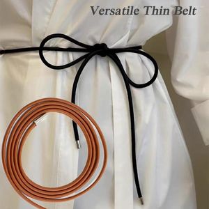 Belts Fashion Leather Thin Women Dress Coat Shirt Decor Rope Belt Solid Color Lanyard For Waist Simple Long Cord Wholesale