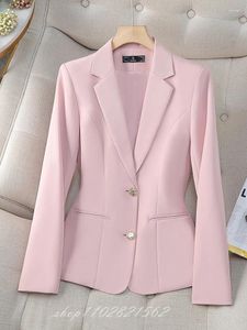 Frauenanzüge rosa Anzug Blazer Single Breasted Long Sleeve Jacke Loose Casual Spring Tops Ropa de Mujer 2024