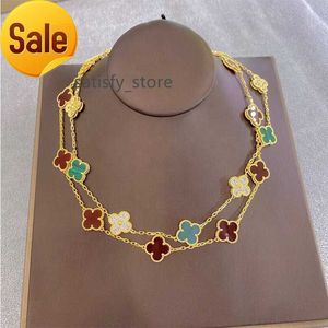High Quality Lucky Clover 10 Flower Onyx Necklace Classic Sweater Chain Necklace Jewelry Gift for Men and Women