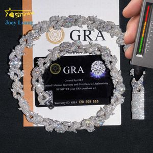 Novo Design personalizado Silver 925 Fashion Luxury Flower Diamond Hip Hop Jóias Iced Out 15mm Chain Link Chain