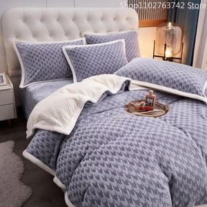 Bedding Sets Super Soft Coral Fleece Set Milk Velvet Duvet Cover Thicken Warm Cozy Quilt Washable Bedspread Blanket