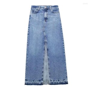 Gonne femminile da donna a fessura a fessura in denim gallietta di moda lunga per donne