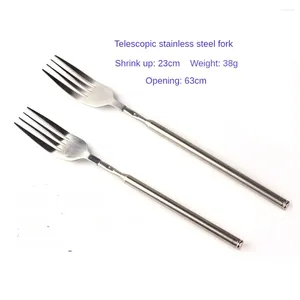 Forks High Quality Portable Innovative Barbecue Fork Retractable Grill Tool Pocket Stainless Steel Versatile Cooking