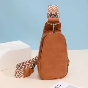 Çanta Vegan Pu Deri Göğüs Çantaları Kadın Moda Basit Gitar Kayışı Crossbody Sling Ladies Vintage çok yönlü boho fanny paketleri