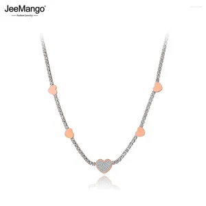 Choker Jeemango Titaniumステンレス鋼Sparkling CZ Clrystal Love Heart Necklaces for Women Chic Rhinestone Necklace JN19190