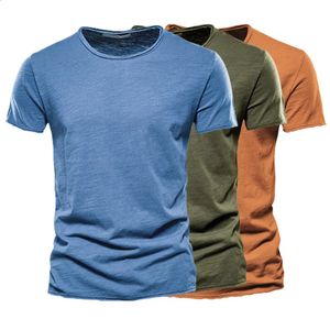 Verão 100% algodão casual tshirts masculina roupas respiráveis slim ock de manga curta tampa de tampa de rua 240403