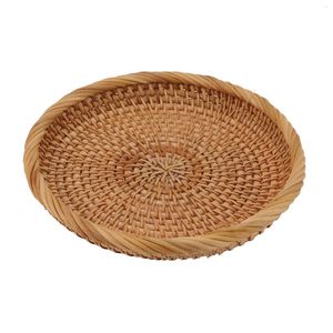 Plates Ratroundtan Rattan Fruit Tray Hand Woven Elegant Traditional Natural Serving For Kitchen Counter Table