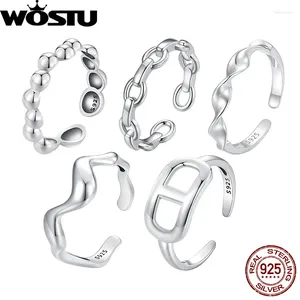 Clusterringe Wostu 925 Sterling Silver Bubble Wave Open Ring Einfaches Design süßes klassisches Stil Modeschmuck für Frauen Outfits Party