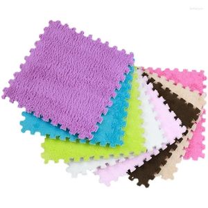 Mattor 10/20st DIY Kids Girls Pink Floor Mat Jigsaw Plush Nordic Patchwork Mattan Velvet Bedroom Room