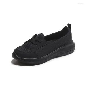 Casual Shoes Kobiety Lazy z śliskimi stopami Four Seasons 2024 Momie Muszny Top Flat Bottom Spacer