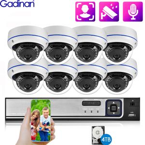 System Gadinan 48V Poe Outdoor IP kamera 4K 8MP Audio Record Nadzór wideo Zestaw H.265 NVR Zestaw CCTV System kamery ludzkiej Wykrywanie twarzy ludzkiej twarzy