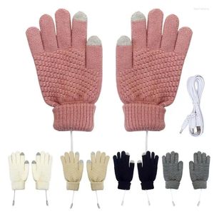 Ковры Электрические перчатки с сенсорным экраном теплее для мужчин Женщины с нагретой ветропроницаемой вязаная шерсть зима тепловые