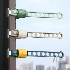 Hangers Travel Outdoor Rotating Snap Type 8 Holes Clothes Window Hanger Frame Drying Rack Balcony Laundry Hanging Rod