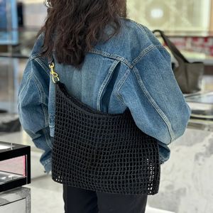 비치 백 디자이너 핸드백 겨드랑 가방 여성 쇼핑 가방 메쉬 짠 어깨 배낭 바구니 이탈리아 브랜드 패션 Raffia 수직 밀짚 가방 43cmx33cm