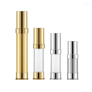 Storage Bottles 24pcs 5ml 10ml 15ml 30ml Empty Shiny Gold Silver Aluminum AS Airless Lotion Cream Pump Mist Spray Bottle Travel Cosmetic