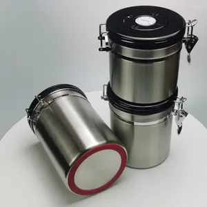 Storage Bottles Secure Coffee Canister Stainless Steel Airtight Kitchen Container For Grounds Beans Tea Flour Cereal