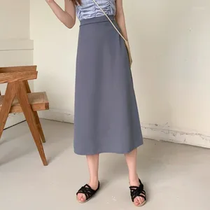 Skirts Casual Holiday Party Midi Womens 2024 Autumn French Office Lady Elastic Waist Simple Elegant Long Maxi Skirt