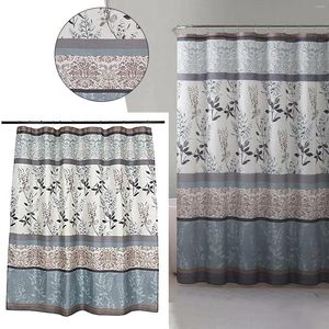 Shower Curtains Light Blue Beige Grey Fabric Curtain For Bathroom: Contemporary Floral Bordered Damask Design Inner Liner