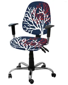 Stuhlabdeckungen für Sommersegel Marine Life Beach Coral Navy Blue Blue Elastic Sessel abnehmbarer Büro -Slipcover Split Seat