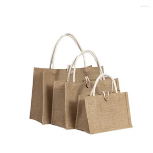 Storage Bags Multifunctional Jute Handbag Shopping Bag Reusable Burlap For Wedding Baby Birthday Party Favors Gifts Organizer